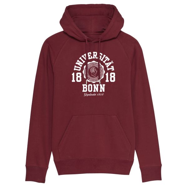 Mens' Organic Hooded Sweatshirt, burgundy, marshall