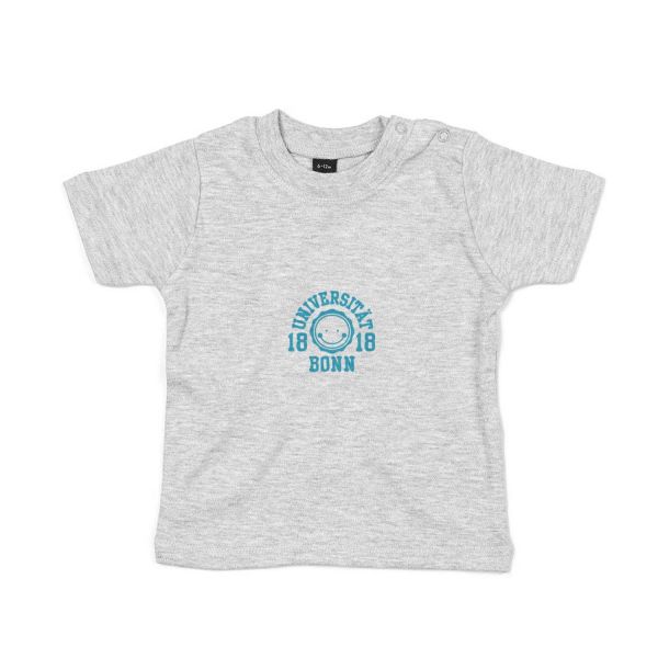 Baby T-Shirt, heather grey, smile blue