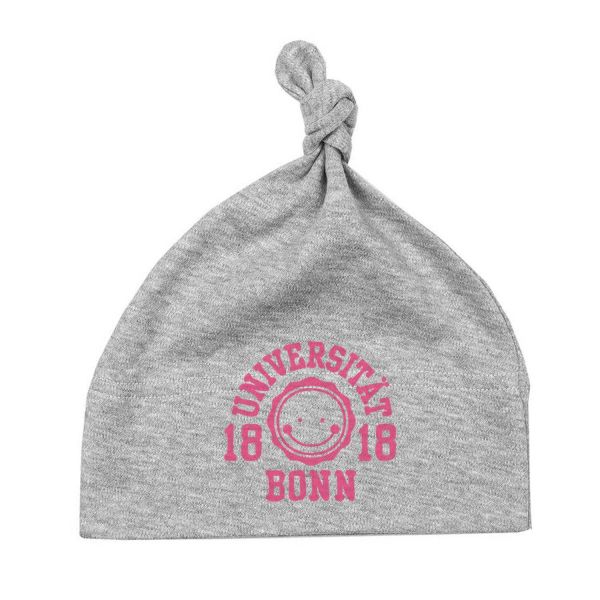 Baby Mütze, heather grey, smile pink