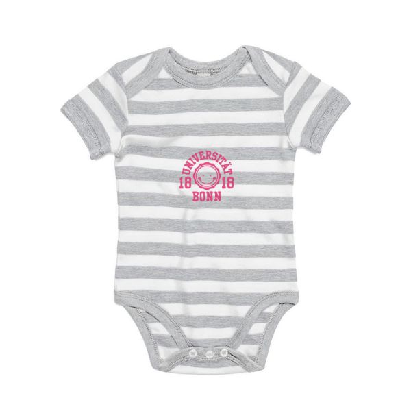 Baby Bodysuit, grey/white, smile pink