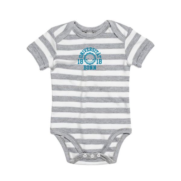 Baby Bodysuit, grey/white, smile blue