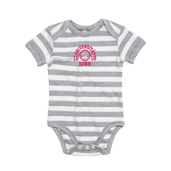 Baby Bodysuit, grey/white, smile pink